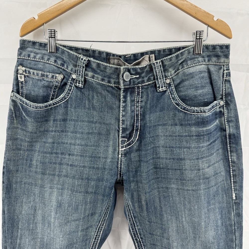 Rock & Roll Denim Jeans Mens 36x30 Blue Pistol Regular Fit Stackable Bootcut - Picture 5 of 16